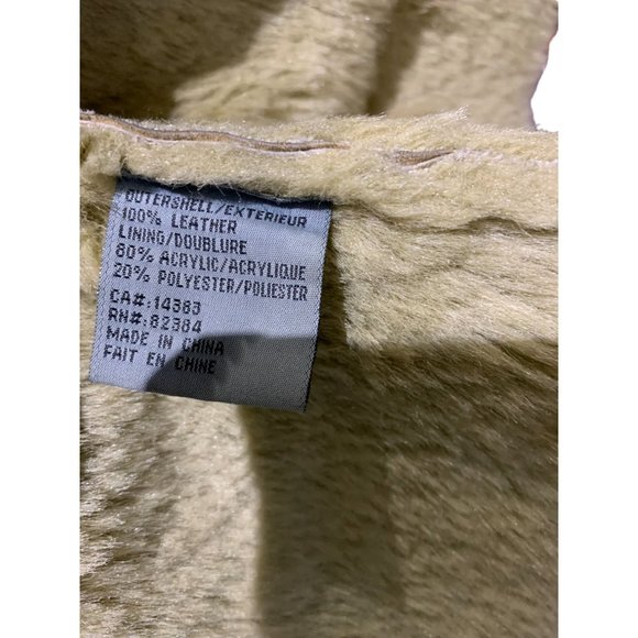 Women's Large ALDO Suede Leather Sherpa Lined Coat/Jacket Beige/Tane - Picture 7 of 12